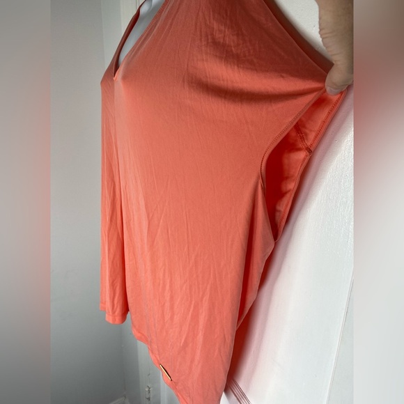 DONNA KARAN NWT Women's V-Neck Mango Orange Top - Picture 3 of 6
